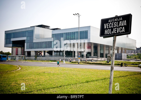 Museum of Contemporary Art in Novi Zagreb neighbor on the modern part of the city of Zagreb, Coratia Stock Photo