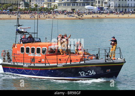 The RNLI Mersey Class 'RNLB Royal Thames' All Weather Lifeboat at Eastbourne, East Sussex, England. Stock Photo