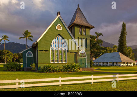 Kauai, HI Wai'oli Hui'ia Chruch (Congregational) in Hanalei on the north shore of Kauai Stock Photo