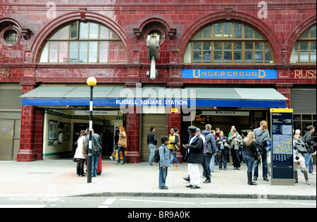 People in front of Russell Square underground Station London england Britain UK Stock Photo