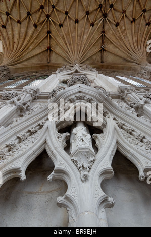 Defaced statues in Ely cathedral Stock Photo