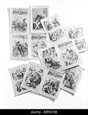 1890s PAGES FROM POLICE GAZETTE DATED 1894 SPORTS & BURLESQUE ARTISTS OF THE DAY WITH KID McCOY JIM CORBETT Stock Photo