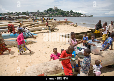 Life in the Monrovian fishing community of West Point in Liberia. Stock Photo