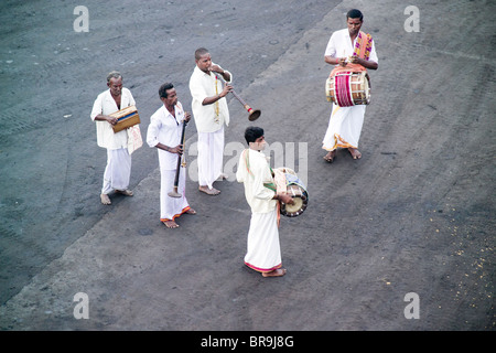 Musicians in Chennai Port welcome a passenger ship to India Chennai India. Stock Photo