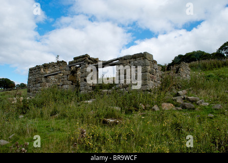 A derelict farmhouse in countryside landscape in the Washburn Valley North Yorkshire Stock Photo