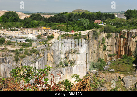 Open cast working marble quarry in the Pays-de-Calais region of Northern France. Stock Photo