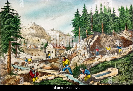 The Gold Rush, gold miners in California, 1849 Stock Photo: 50028139 ...