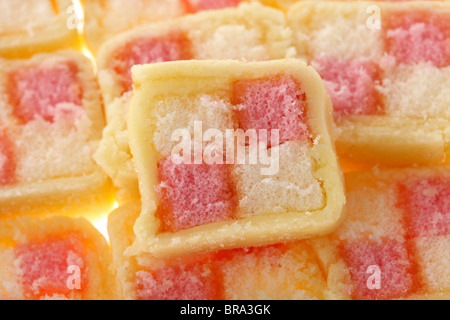 cross section of mini battenberg cake Stock Photo