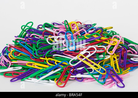 Pile of colored paper clips. Stock Photo