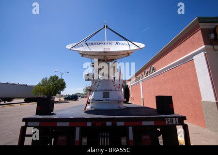 A mobile 'Doppler on Wheels' radar truck participating in Project Vortex 2. Stock Photo