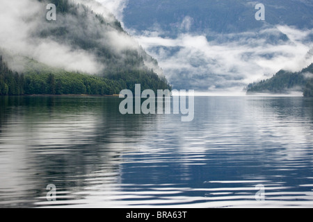 Canada, British Columbia, Fiordlands Recreation Area. Fog-shrouded ...