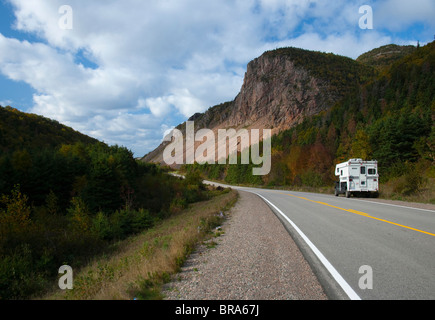Canada, Nova Scotia, Cape Breton lHighlands National Park with camper Stock Photo