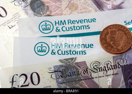 hmrc tax return letters with logos and cash Stock Photo