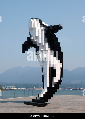 Digital Orca, by Douglas Coupland at the Vancouver Convention Centre BC Canada Stock Photo