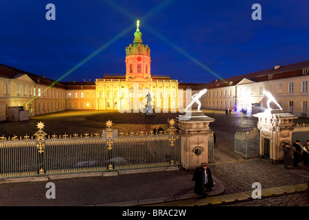 Schloss Charlottenburg (Charlottenburg Castle), illuminated at night, Charlottenburg, Berlin, Germany, Europe Stock Photo