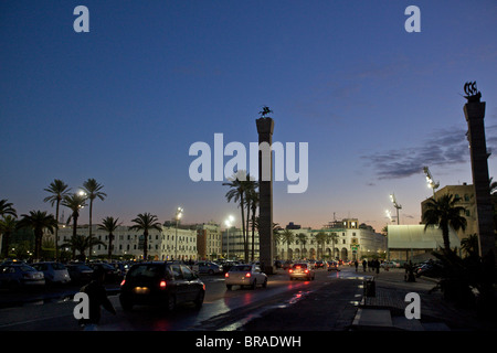 The Piazza Verde of Tripoli between the sea front and the entrance of the Medina and suk, Tripoli, Libya, North Africa, Africa Stock Photo