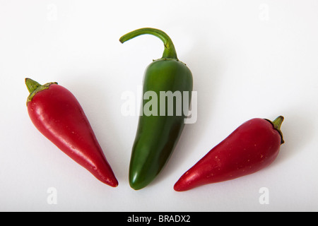 red green hot chillie pepper chillies Stock Photo