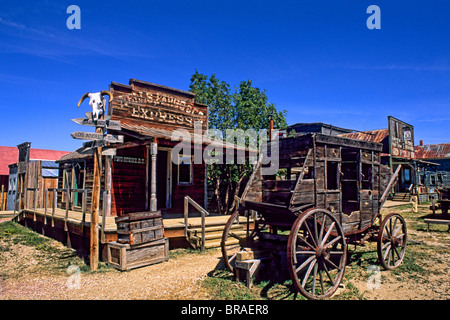 Stagecoach in old 1880s ghost town in Murdo South Dakota used in many movies  Stock Photo