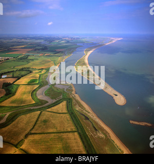 Aerial view of Orford Ness (Orfordness), a cuspate foreland shingle spit, Suffolk, England, United Kingdom, Europe Stock Photo