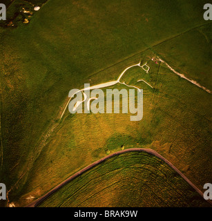 Aerial image of the Uffington White Horse, Berkshire Downs, Vale of White Horse, Oxfordshire, England, United Kingdom, Europe Stock Photo