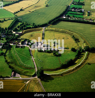 Aerial image of Avebury, Neolithic Monument, site of a large henge and several stone circles, UNESCO, Wiltshire, England, UK Stock Photo