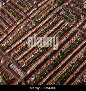 Aerial image of terraced housing, Portsmouth, Hampshire, England, United Kingdom, Europe Stock Photo