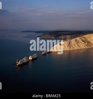 Aerial image of The Needles, Alum Bay, Isle of Wight, UK Stock Photo