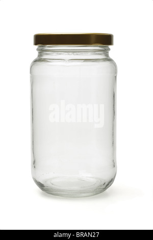 Empty glass bottle standing on white background Stock Photo