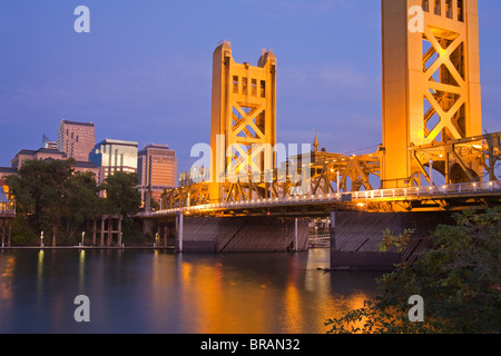 Historic Tower Bridge over the Sacramento River, Sacramento, California, United States of America, North America Stock Photo
