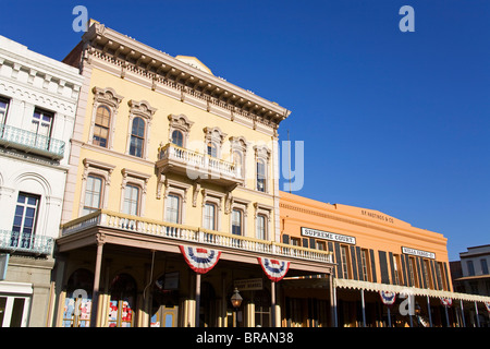 Historic buildings on 2nd Street in Old Town Sacramento, California, United States of America, North America Stock Photo
