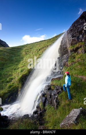Waterfalls at the island Runde in Herøy kommune, Møre og Romsdal fylke, on the west coast of Norway. Stock Photo