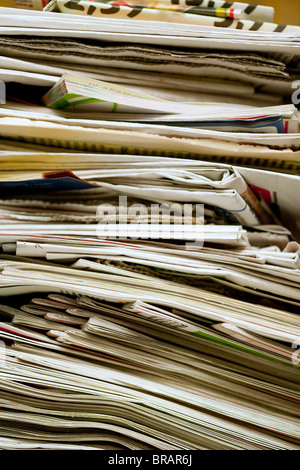 Image of a stack of old newspapers Stock Photo