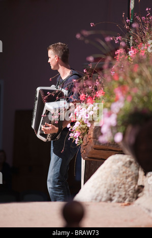 Accordionist, Beaufort, Savoie, France Stock Photo