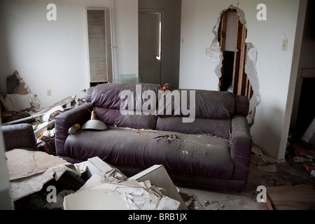 The damaged interior of an apartment in New Orleans 9th Ward five years after Hurricane Katrina destroyed much of the city. Stock Photo