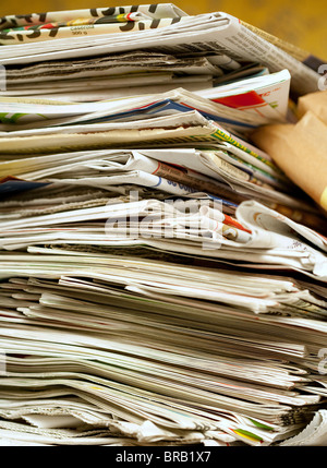 Image of a stack of old newspapers Stock Photo