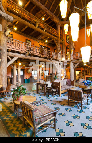 Lobby, Lake McDonald Lodge, Glacier National Park, Montana. Stock Photo