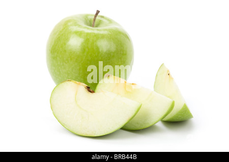 Green Apple with white background, close up shot Stock Photo