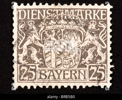 Postage stamp from Bavaria depicting the coat of arms. Stock Photo