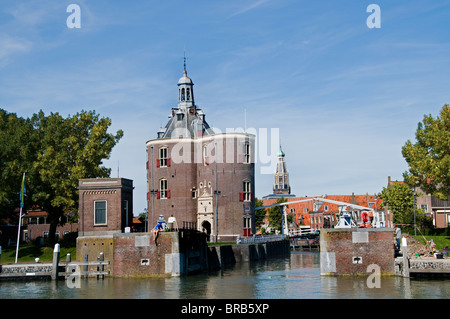 The Drommedaris was built as a defence tower as part of the 16th-century town walls. old Port Harbour  VOC Dutch The Netherlands Holland. Stock Photo