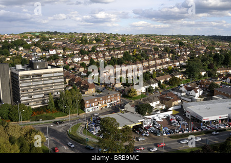 Vauxhall car dealership by the Plough magic roundabout at Hemel Hempstead, Hertfordshire, UK. Stock Photo