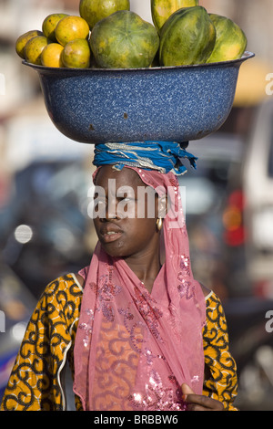 Selling fruit in the market in Ouagadougou, Burkina Faso, West Africa Stock Photo