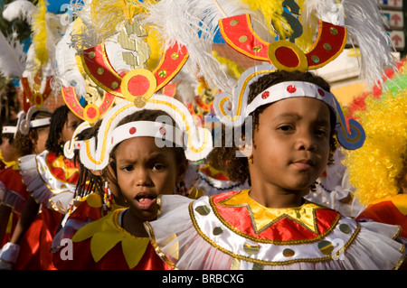 Portrait of little girls, Carnival, Mindelo, Sao Vicente, Cape Verde Stock Photo