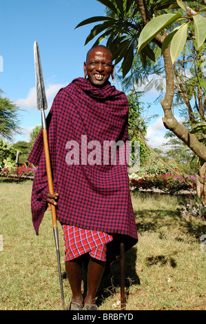 A masai warrior holding a spear in Kenya Stock Photo - Alamy