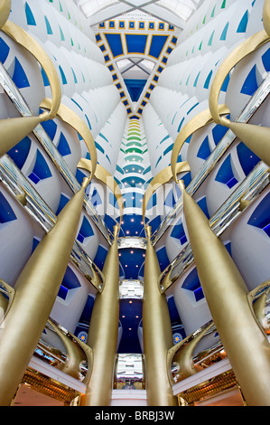 Burj Al Arab - luxury hotel atrium, Dubai, United Arab Emirates Stock Photo