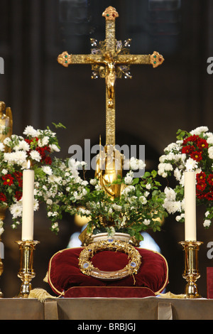 Crown of Thorns, one of Christ's Passion relics, Notre Dame Cathedral, Paris, France Stock Photo