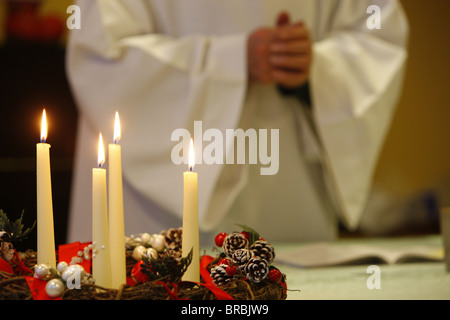 Advent candles, Chedde, Haute Savoie, France Stock Photo