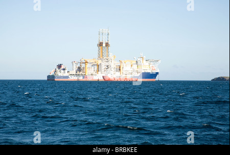 Stena Carron oil drill ship at geo-stationary mooring in Bressay Sound, off Lerwick, Shetland Islands. Stock Photo