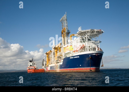Stena Carron oil drill ship at geo-stationary mooring in Bressay Sound, off Lerwick, Shetland Islands, Scotland, UK Stock Photo