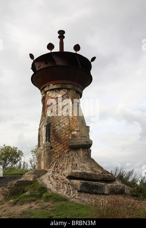 The sculpture 'King Coal' by David Kemp on the Consett to Sunderland railway path near Pelton Fell. Stock Photo