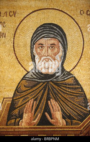 Greek Orthodox icon depicting St. Simeon, St. George's Orthodox church, Madaba, Jordan Stock Photo